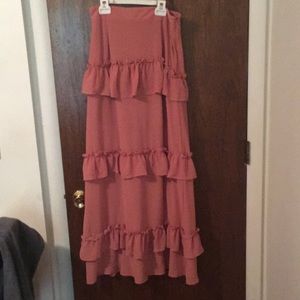 Long ruffle skirt